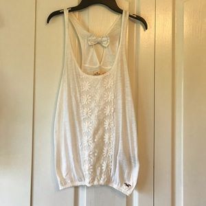 Hollister White Flower Tank Top